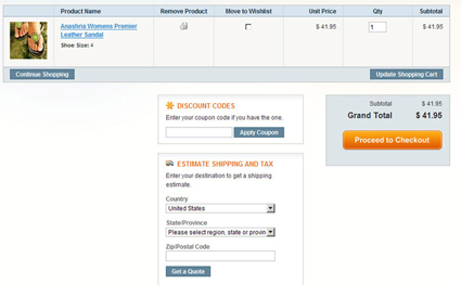 Customizing Magento eCommerce Cart Page via PHP and XML programming - Click for Screenshot