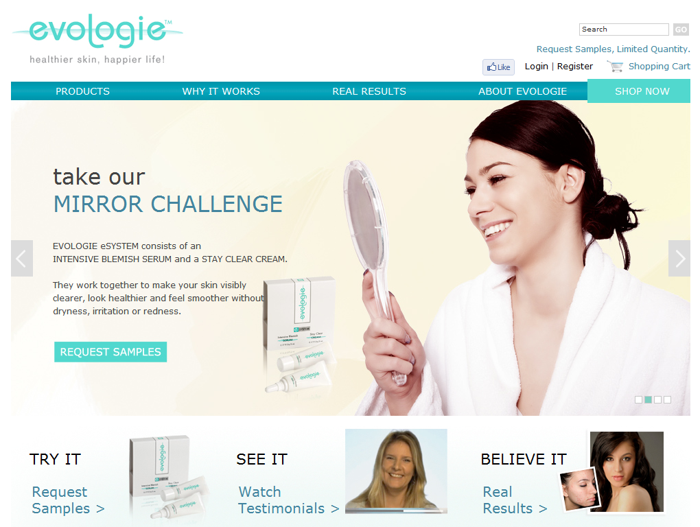 Magento eCommerce Evologie Homepage