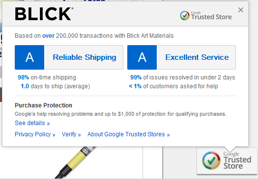 Google eCommerce Trusted Badge