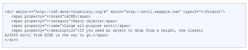 RDFa v:Product formatting