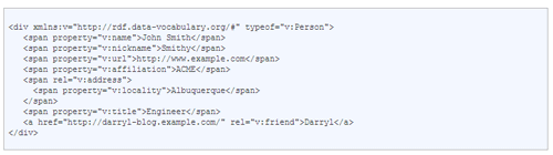 RDFa v:person formatting schema