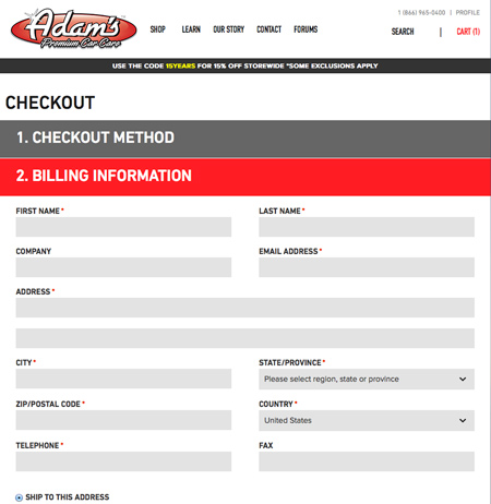 Default Responsive Magento Checkout Process