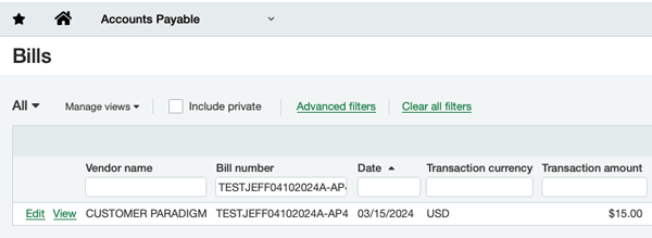 Sage Intacct Integration Summary page - back dating an AP transaction 