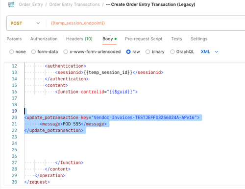 Updating PO Transaction in Sage via XML