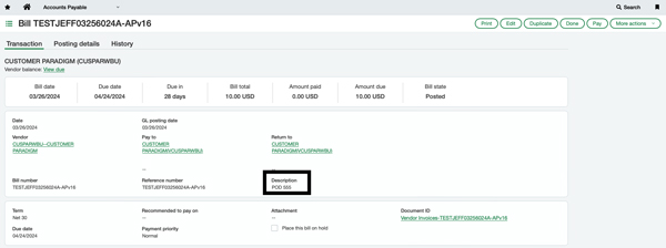 Updating Sage Intacct AP invoice via XML