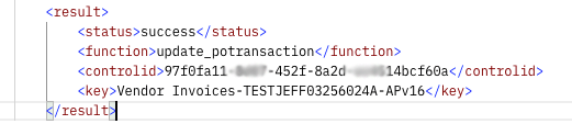 Success message from Sage Intacct API system - updating an AP invoice via Sage