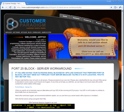 Article Page for Port 25 Blocking - Visit Here to see