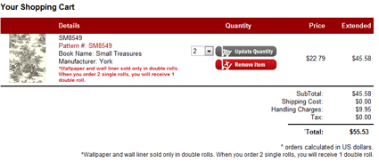 Shopping Cart Order Details