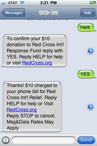 Text Haiti to 90999 to donate $10 to Red Cross