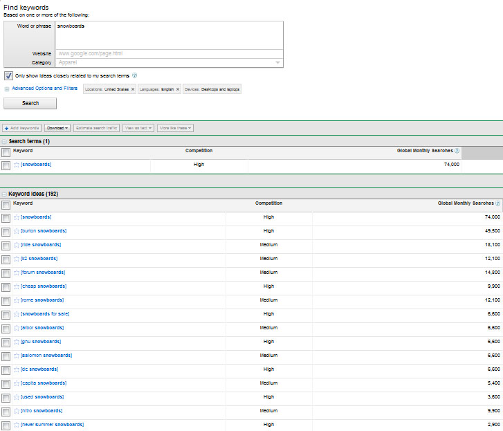 Custom Keyword Search Using Google Adwords SEO for ECommerce Sites