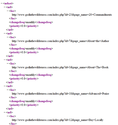 XML Sitemap example