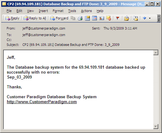 backup database success