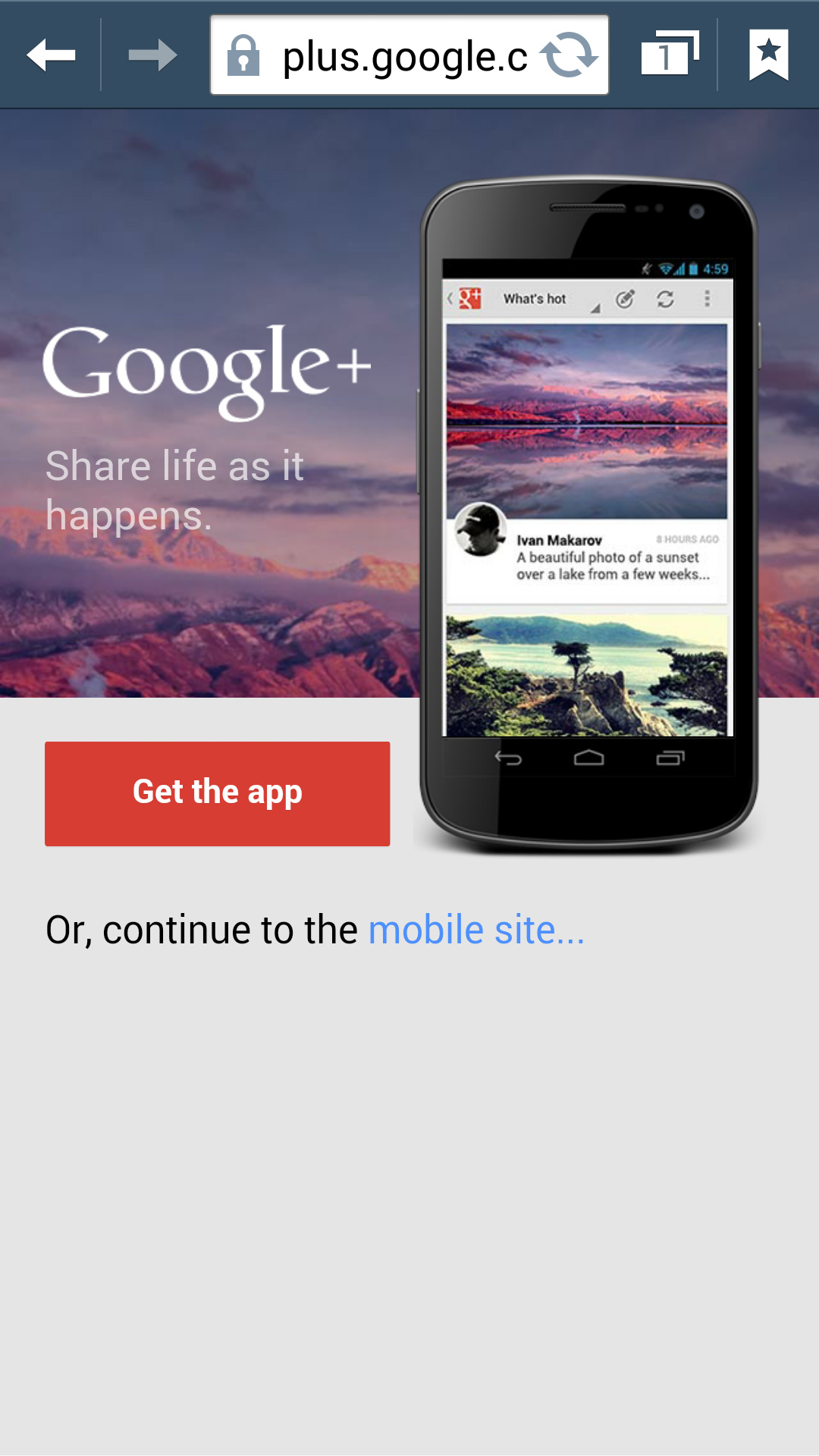 Google+ Mobile Site - Customer Paradigm SEO