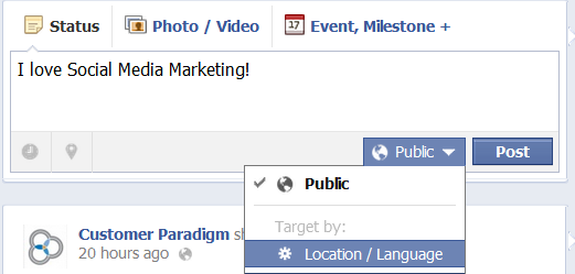 Location and Language Targeting for Posts on Facebook