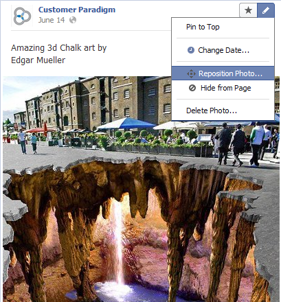 Facebook Re Positioning an Image Post