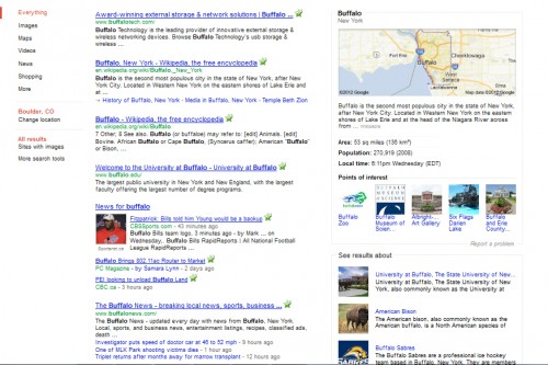 Google Knowledge Graph Buffalo Search