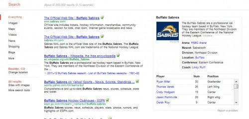 Google Knowledge Graph Buffalo Sabres