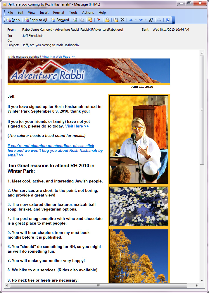 advanced-email-marketing-campaign Email Campaign for Adventure Rabbi - advanced tracking and layout