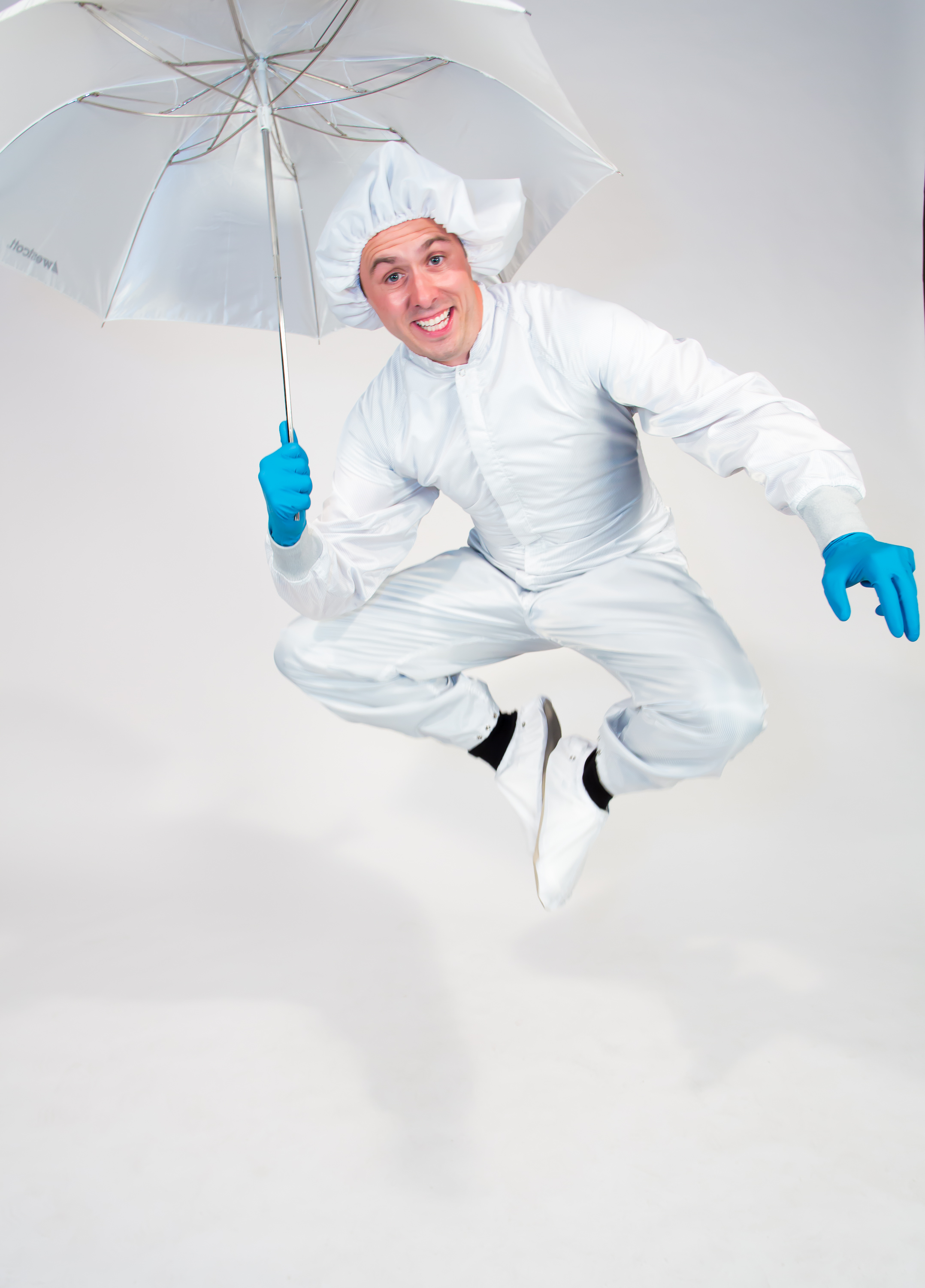 Jumping in a Cleanroom Suit