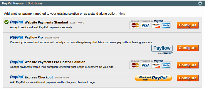 Magento Admin Community 1.7.0.2 Screenshot - PayPal Payment Solutions Options Magento Admin Community 1.7.0.2 Screenshot - PayPal Payment Solutions Options