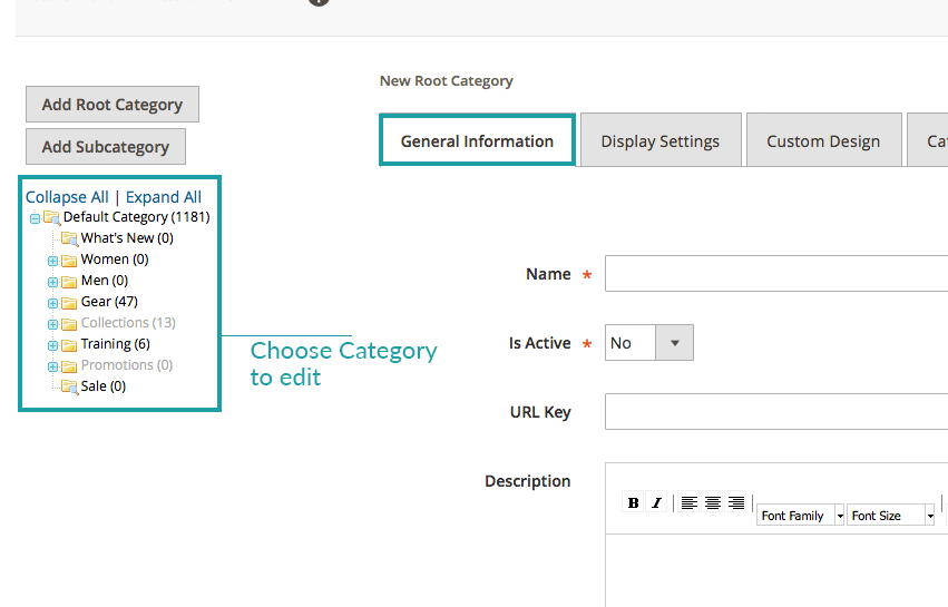 Choose Category then General Tab