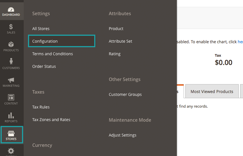 Choose STORES the Choose Config