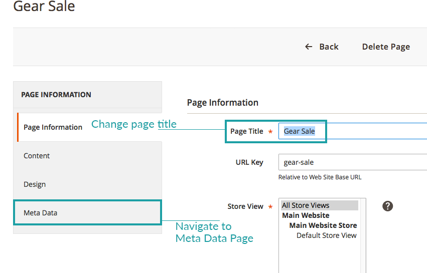 Enter Title and Navigate to Meta Data Page