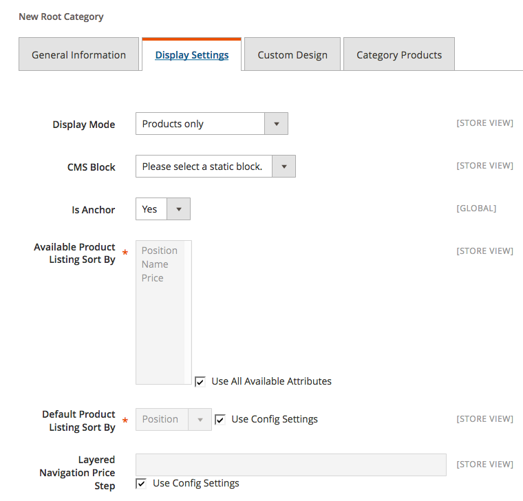 Fill Out Your Category Display Settings