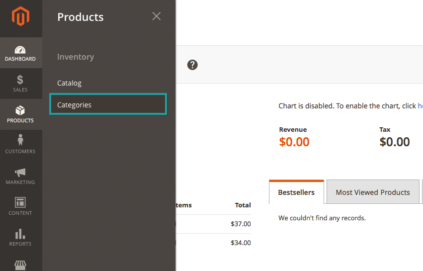 Step Two Choose "Categories" 