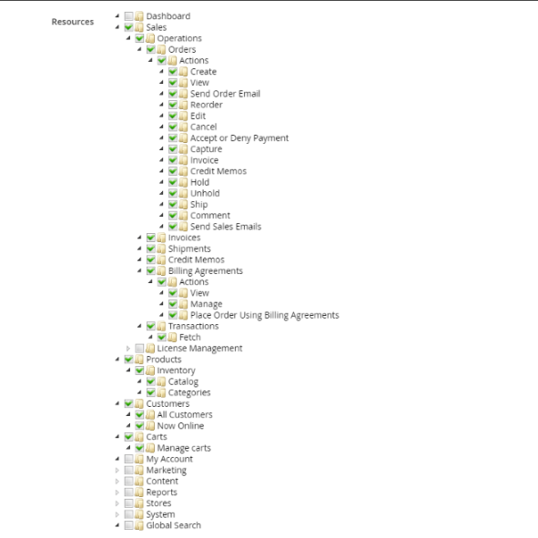 Select Subsections Your Role Can Access