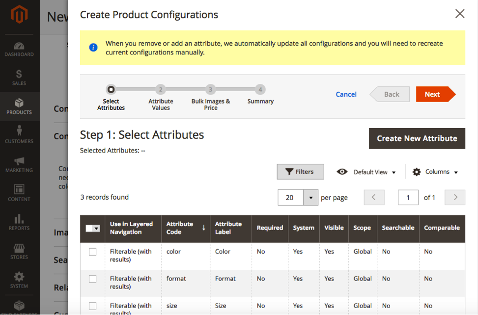 New Product Configuration