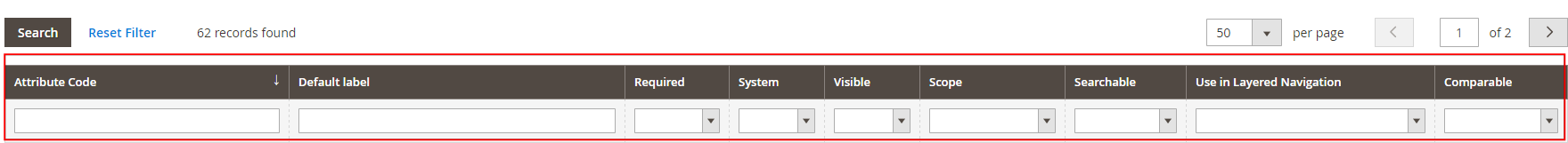 Magento's Table Filters