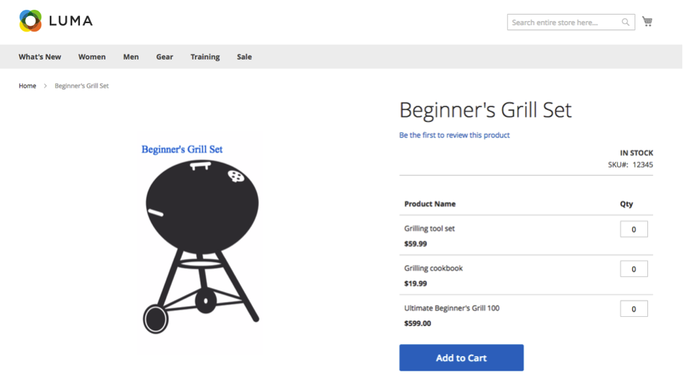 Grill Set Grouped Product Example