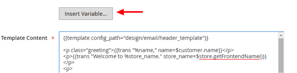 Email Template Insert Variable