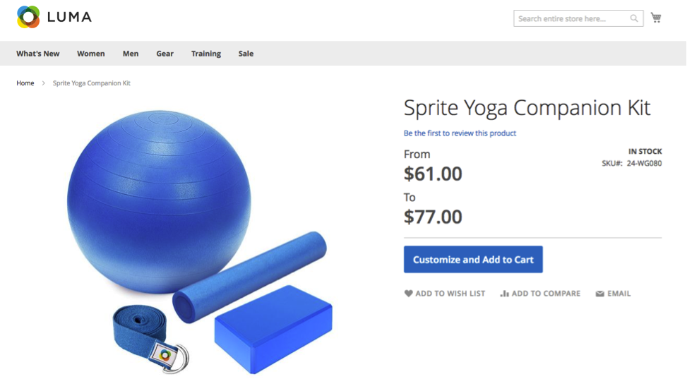 Example of a Bundle Product - a Yoga Kit