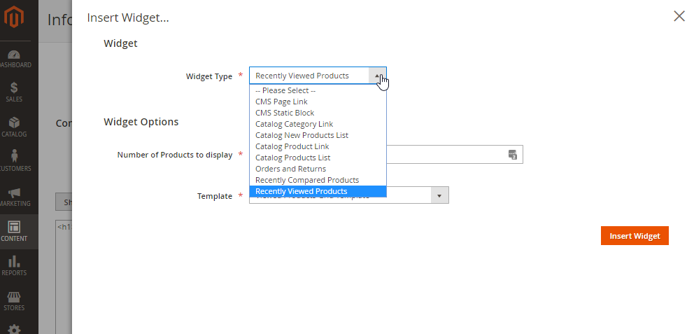 Adding a Widget to a New Magento 2 CMS Page