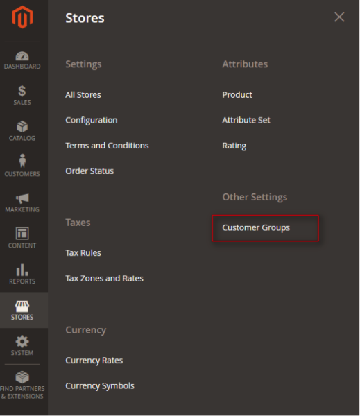 menu navigate to new group