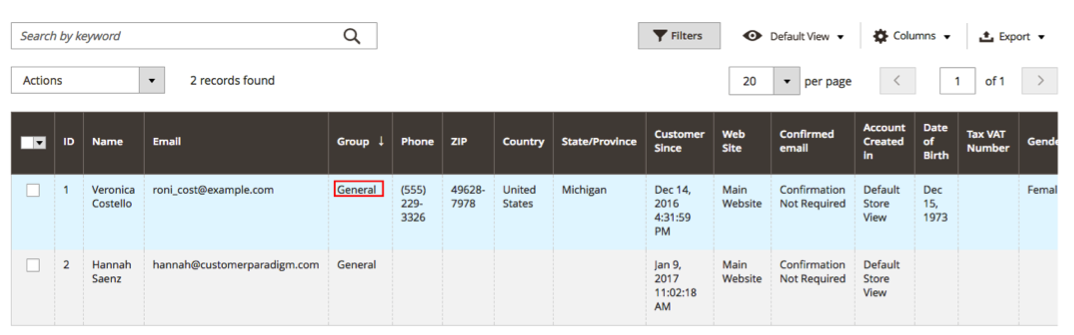 On the Customer Table You Can See Current Customer Groups