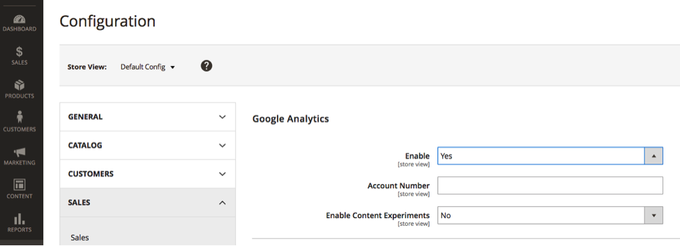 Ga Configuration in Magento 2