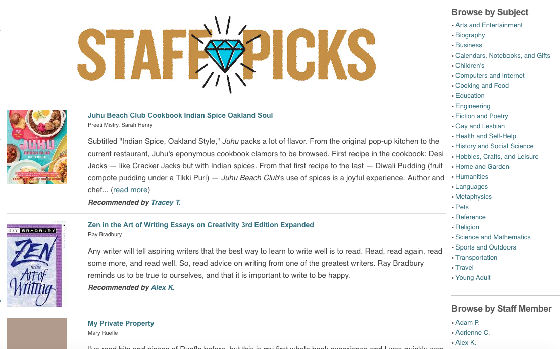 Staff Picks Blog