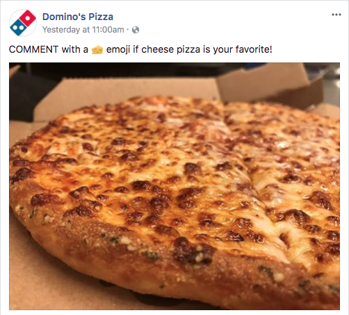 A Social Post from Dominos Using Emojis to Convey Meeting