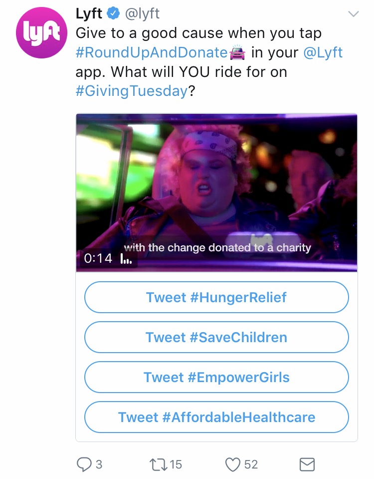 Example of a poll on Twitter from company Lyft