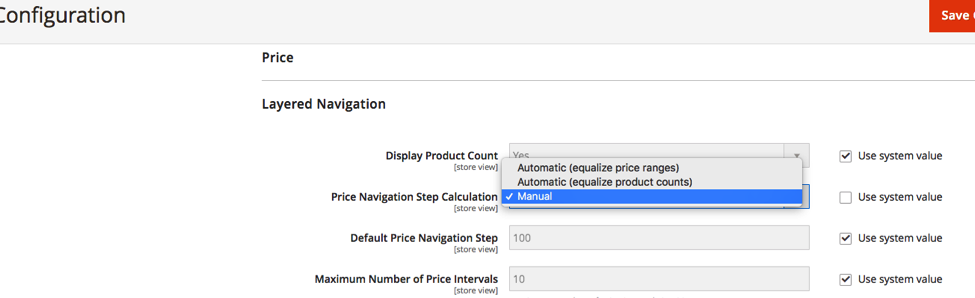 Price calculation drop down menu