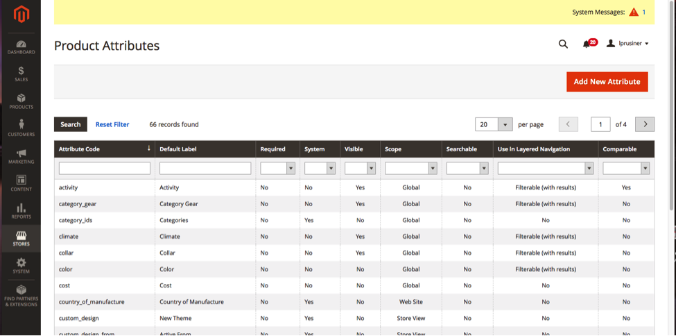 Magento 2 Product Attributes Page