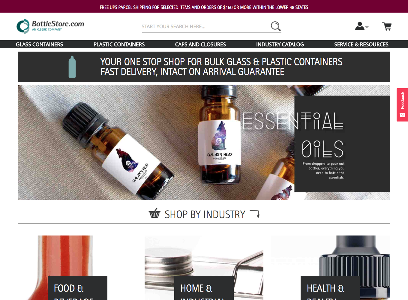 Bottlestore.com homepage view
