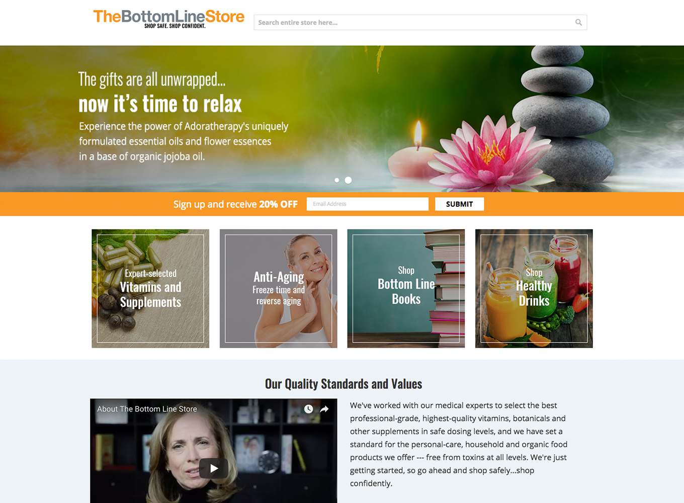 Magento 2 homepage for Bottomlinestore