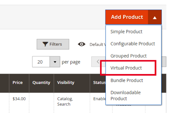 Add New Product Virtual Product