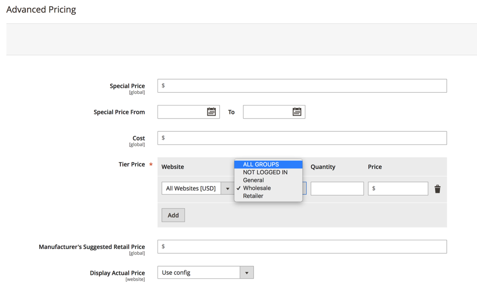 Magento 2 tiered pricing on a product