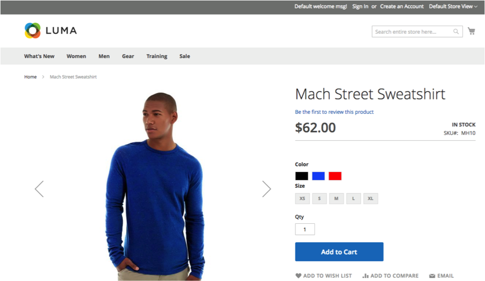 example of product on the Magento front end to a guest customer