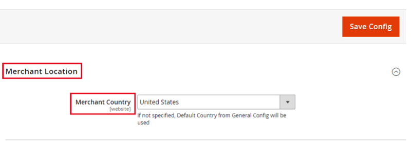 image of magento dropdown to select merchant location